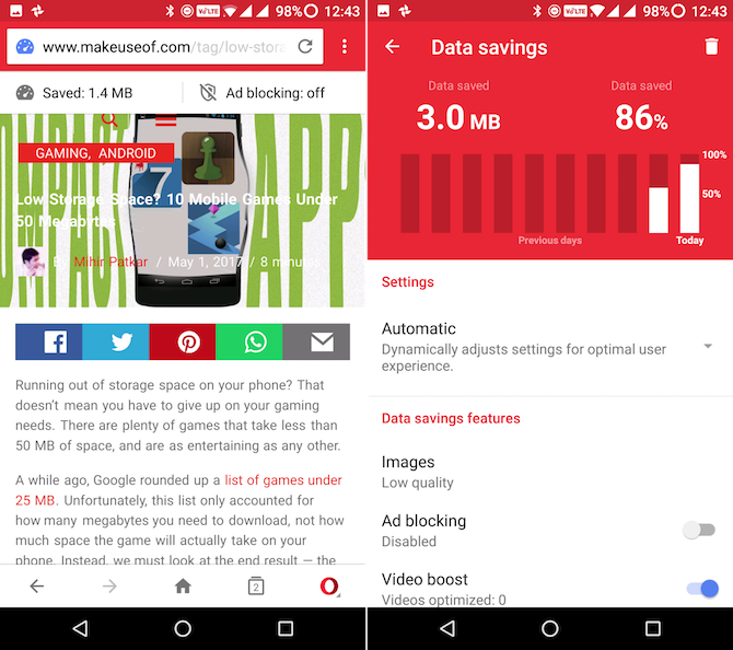 Android Lite приложения Opera Mini