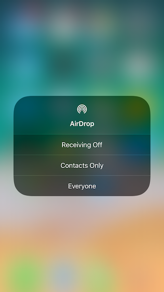iOS 11 Центр управления AirDrop Настройки