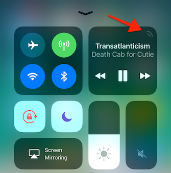 iOS 11 Центр управления AirPlay Ярлык