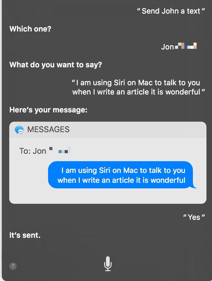 Сообщения Siri Mac
