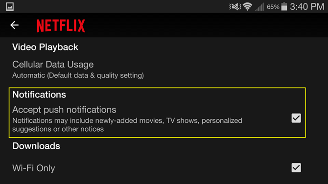 Netflix Android-уведомления Android
