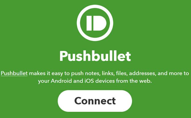 Pushbullet соединиться с IFTTT
