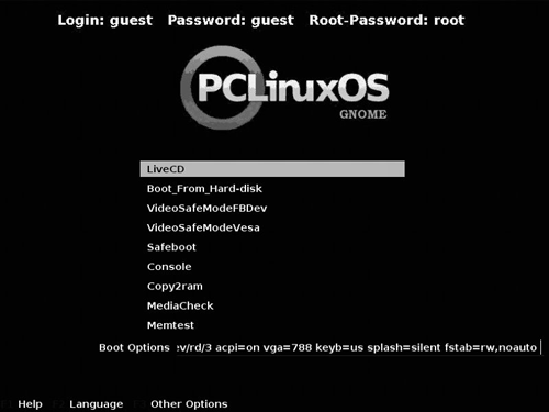 PCLinuxOS-загрузочное меню