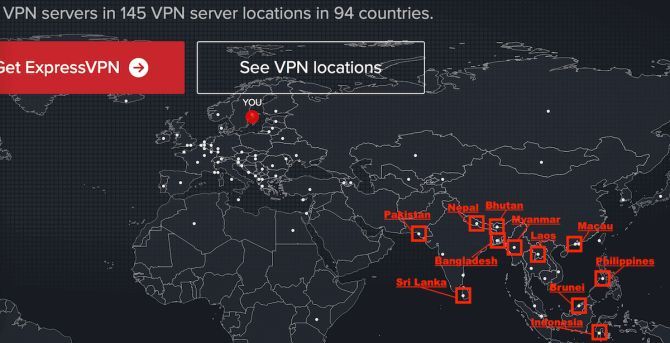 расположение виртуальных серверов expressvpn