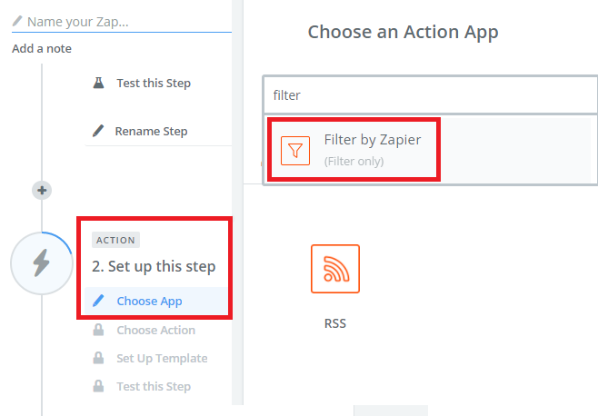rss by zapier filter