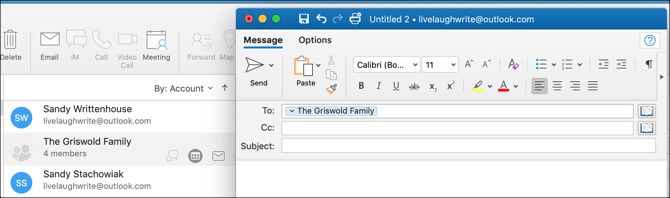 Новое электронное письмо из раздела Outlook для людей Mac