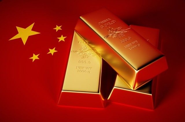 Китай флаг-золото