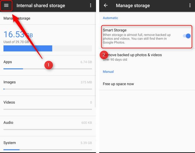 Google Pixel Smart Storage