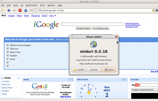 midori - легкий веб-браузер
