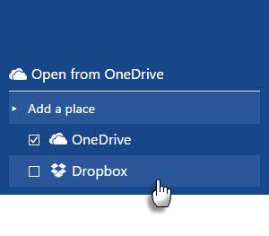 Сохранить файлы Office 2016 в Dropbox