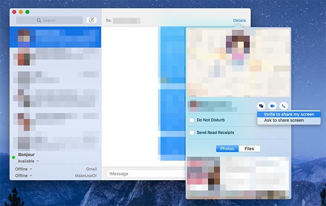 Совместное использование экрана iMessage на Mac