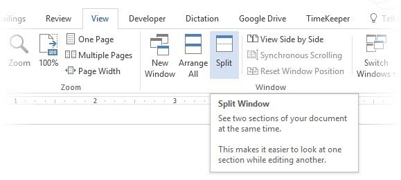 Разделение Windows в Microsoft Word