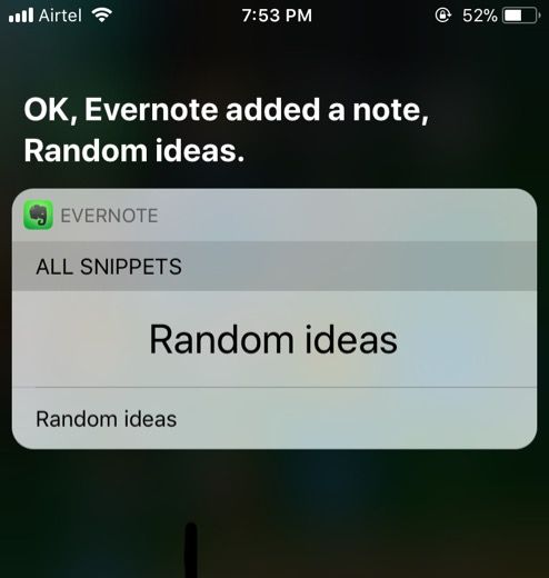 Как записать идеи в Evernote за 5 секунд с помощью голосовых команд Siri Siri Note в Evernote
