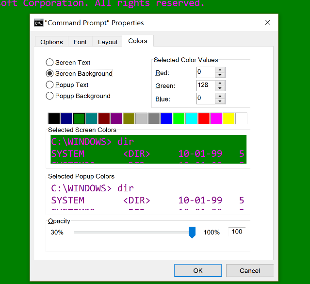 Как изменить цвета командной строки в Windows