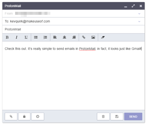 ProtonMail Отправить электронную почту Просмотр