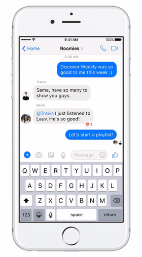 Как создавать плейлисты Spotify с друзьями на Facebook Messenger FBSPotify2