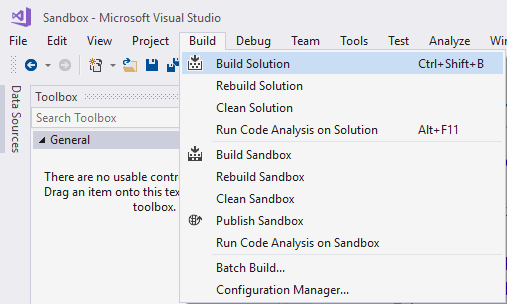 Построить проект решения Visual Studio