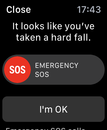 Как использовать функцию обнаружения падения на Apple Watch: Экран предупреждения