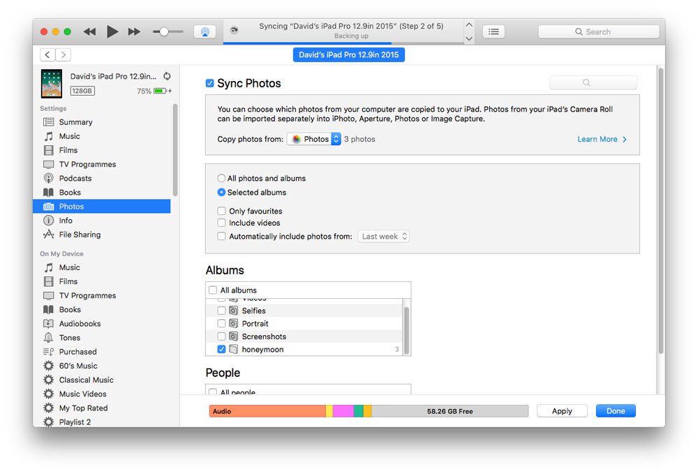 Как перенести фотографии с Mac на iPad: iTunes