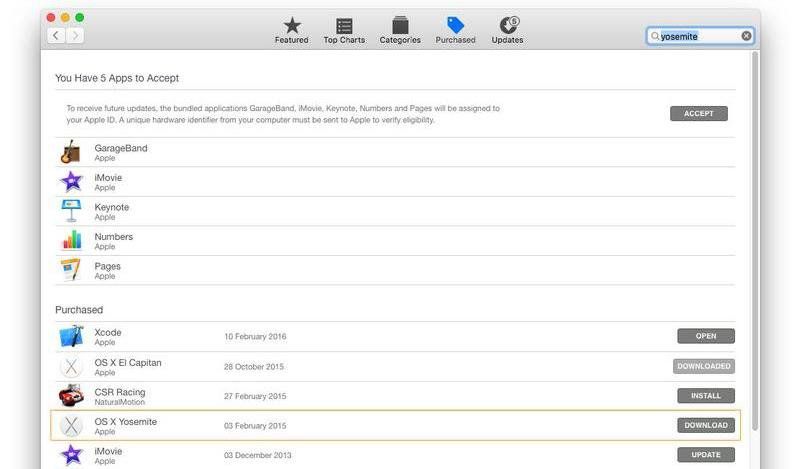 Получить установочный файл для более старой версии Mac OS X