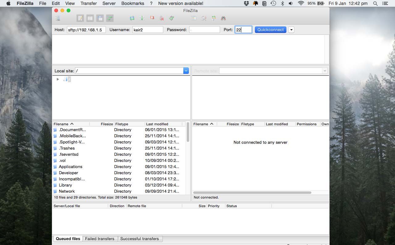 Filezilla позволяет практически любому компьютеру подключаться к файлам на удаленном компьютере Mac через службу удаленного входа.