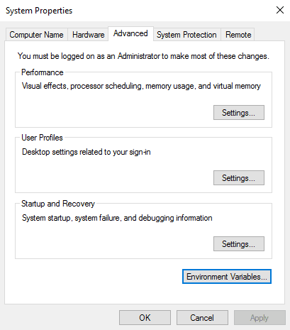 Переменные среды Windows 10