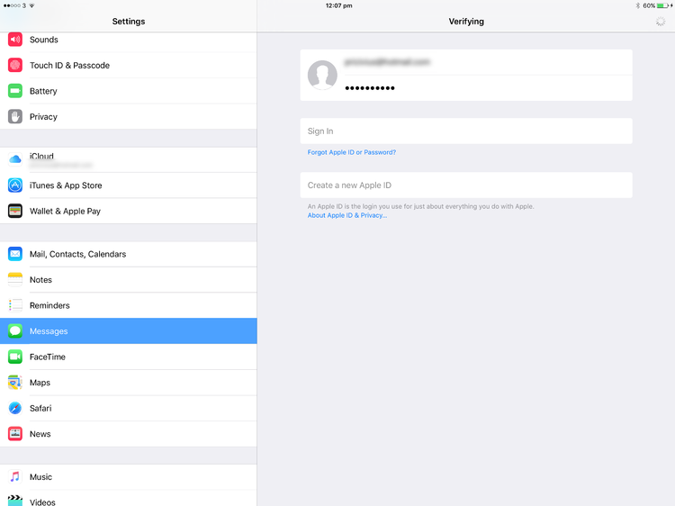 Как войти в другой Apple ID на iPad - Сообщения