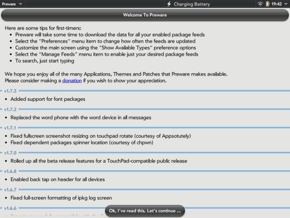 Руководство по установке HP TouchPad, часть 1. Ускорьте работу планшета с помощью Preware, Homebrew & amp; Патчи [WebOS] tp prewarehome