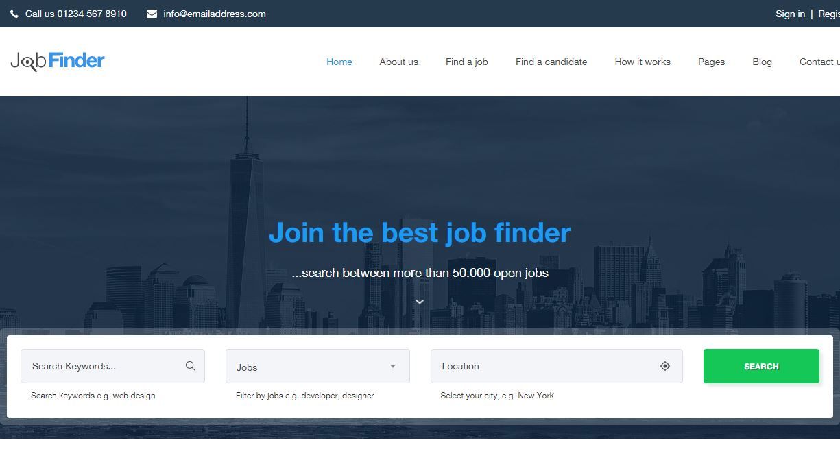 JobFinder Премиум HTML-шаблон