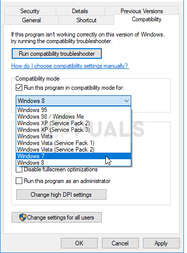 Запуск игры в режиме совместимости для Windows 7