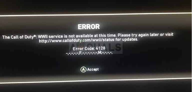 Call of Duty WW2 Код ошибки 4128