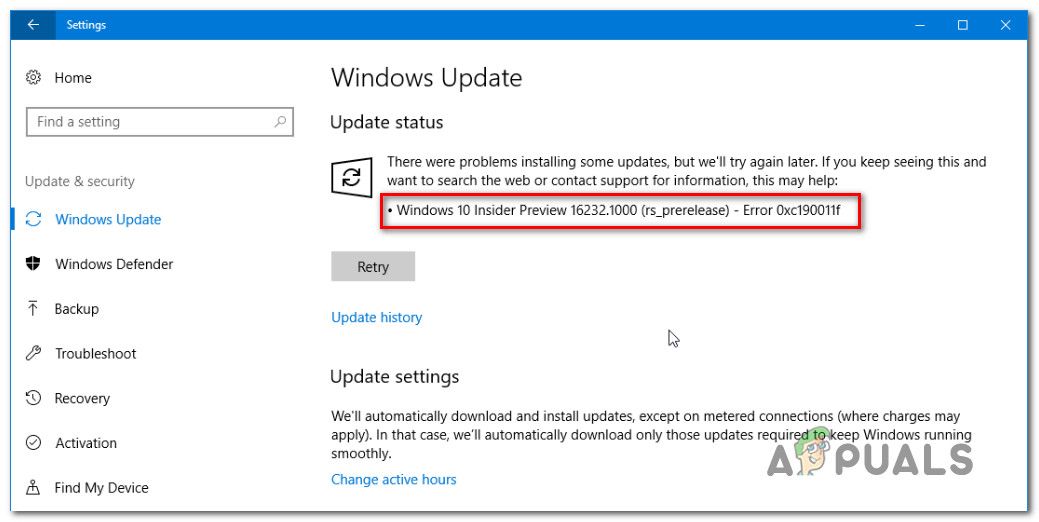 Как исправить ошибку Windows Update 0xc190011f —