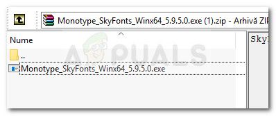 Извлечение исполняемого файла установки SkyFonts
