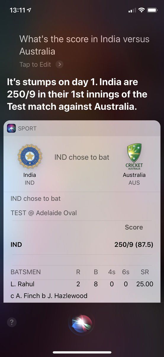 Как использовать Siri: получить результаты крикет