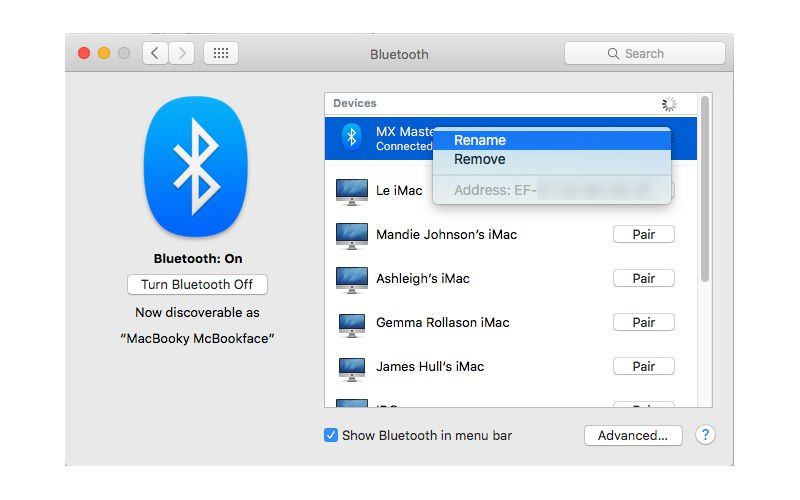 Как изменить имя Bluetooth для мыши