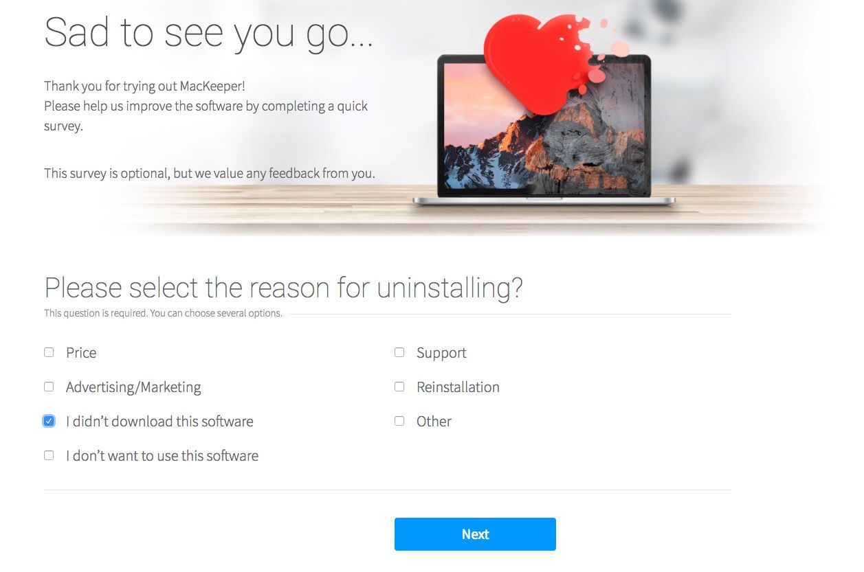 Как удалить MacKeeper на Mac: Выйти из опроса