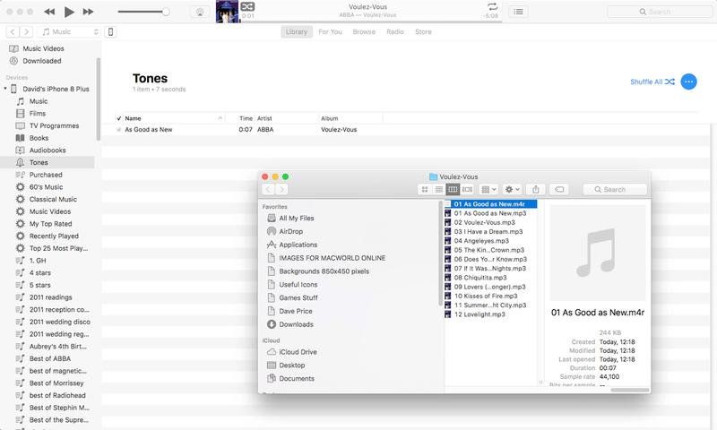 Скопируйте рингтон на свой iPhone (iTunes 12.7 и более поздние версии)