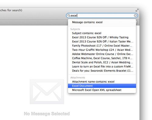 Mac Mail Советы: поиск по типу вложения