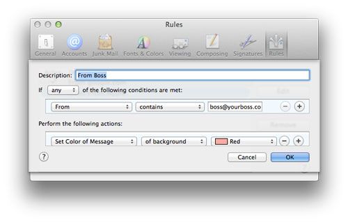 Mac Mail Советы: используйте правила, чтобы выделить электронную почту