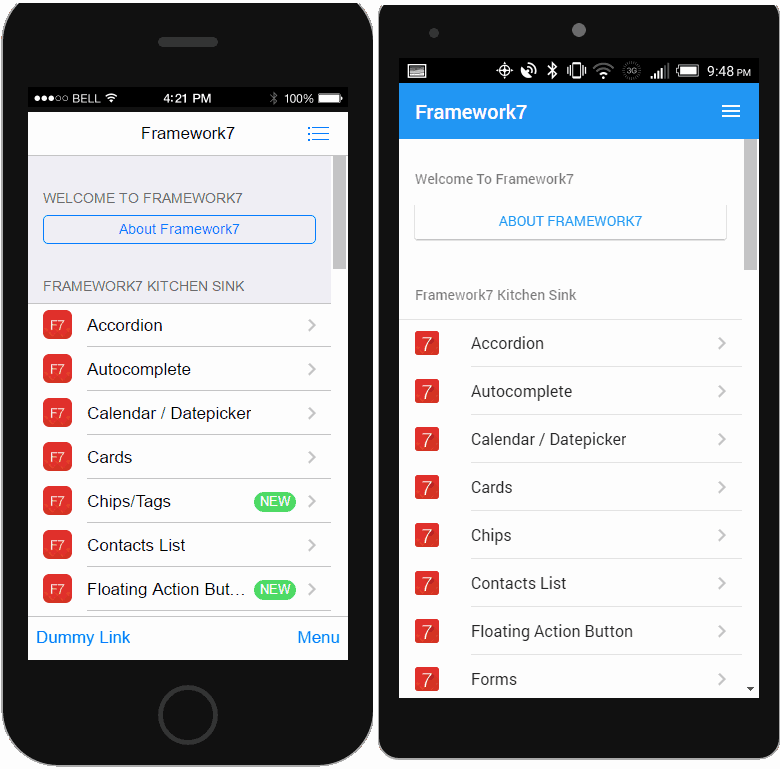 Framework 7 Mobile UI