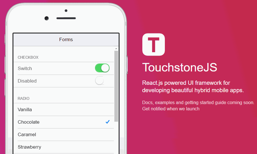 Touchstone iOS стиль рамки мобильного интерфейса
