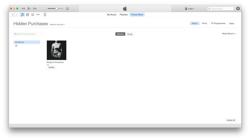 Отображение скрытых покупок в iTunes