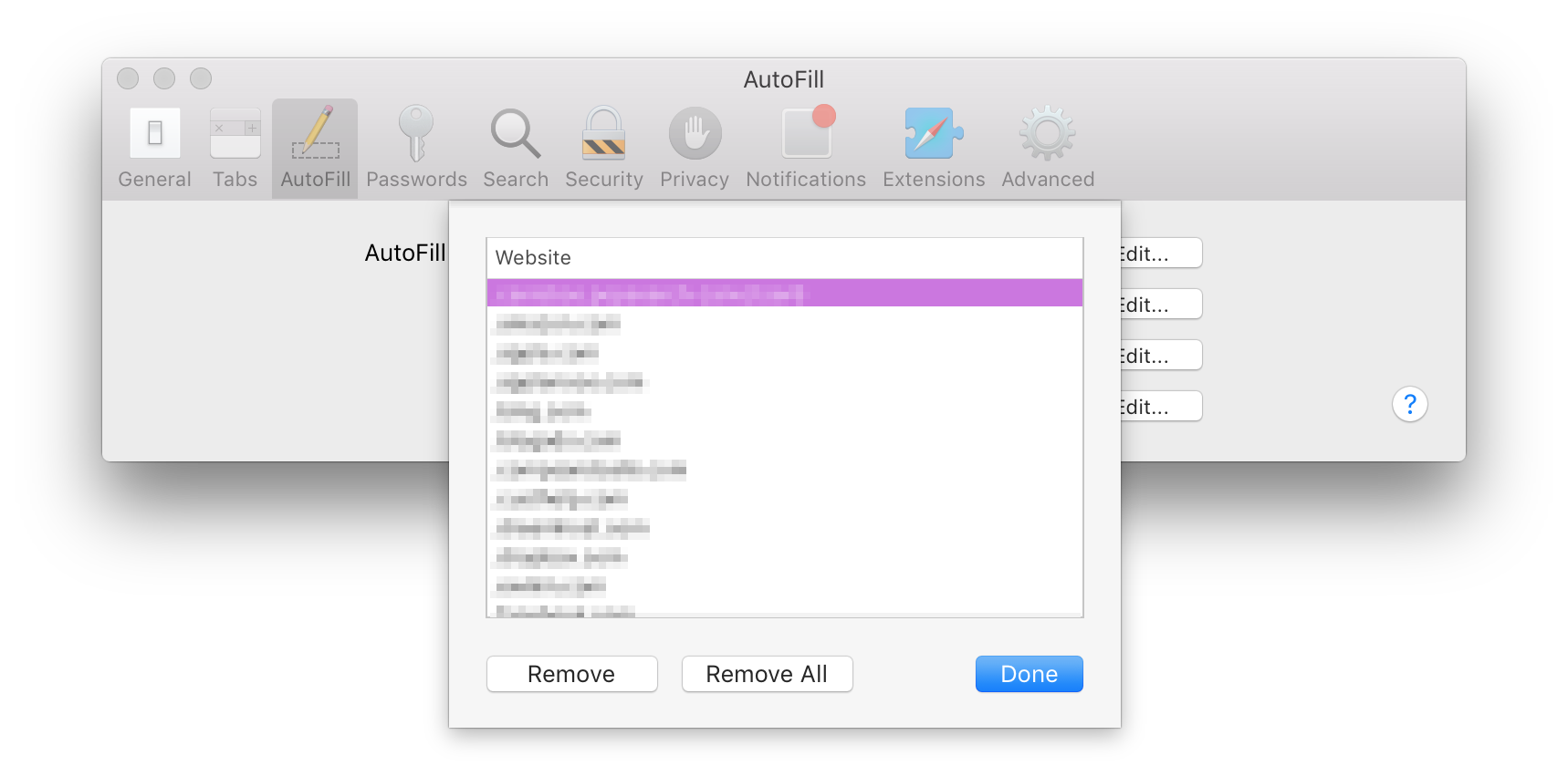 Как очистить Safari's cache and history on Mac: Autofill