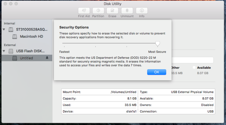 Форматирование накопителя для Mac - Безопасность