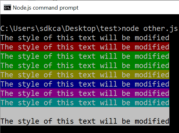Пользовательский цвет фона node.js