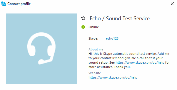 Skype echo123 профиль пользователя