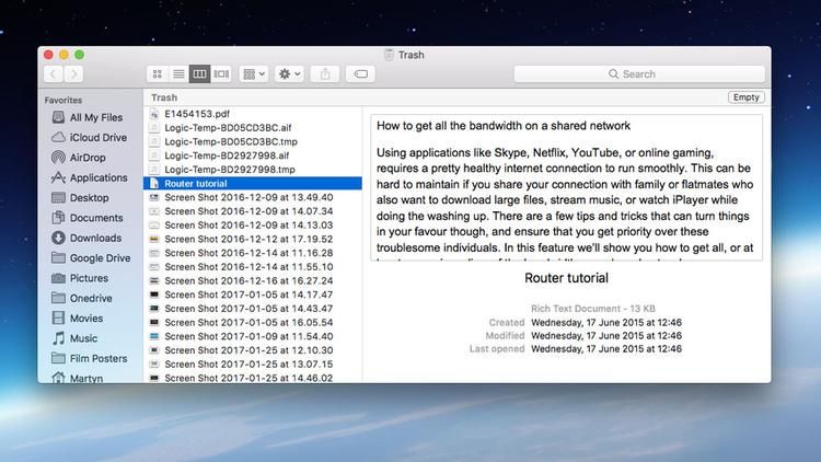 Как восстановить потерянные документы TextEdit на Mac: Корзина
