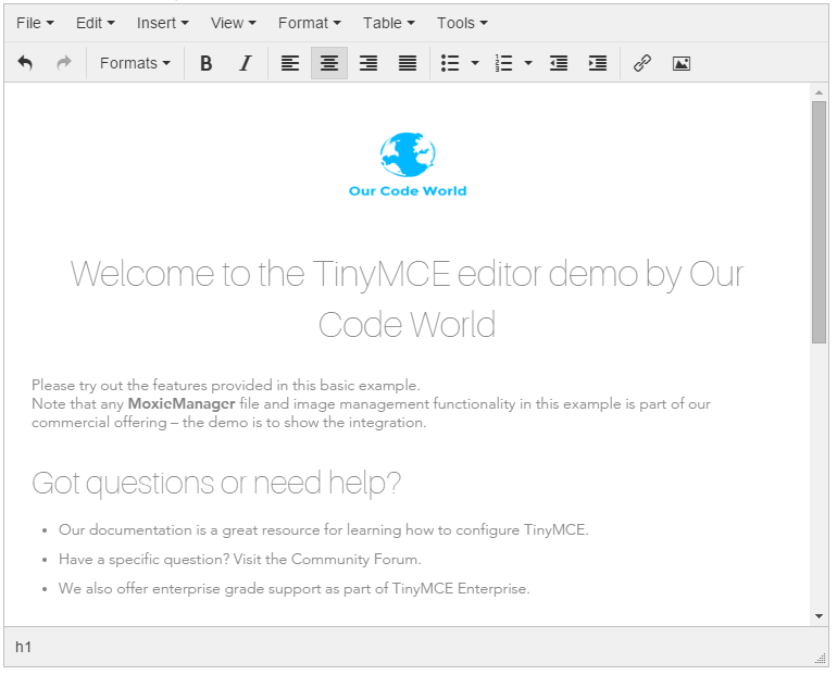 TinyMCE Editor