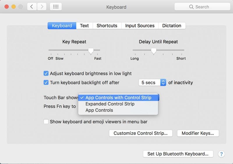 Как использовать и настраивать Touch Bar на MacBook Pro 2016