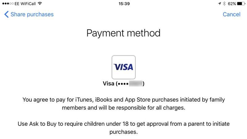 Как настроить Family Sharing на iPhone: способ оплаты